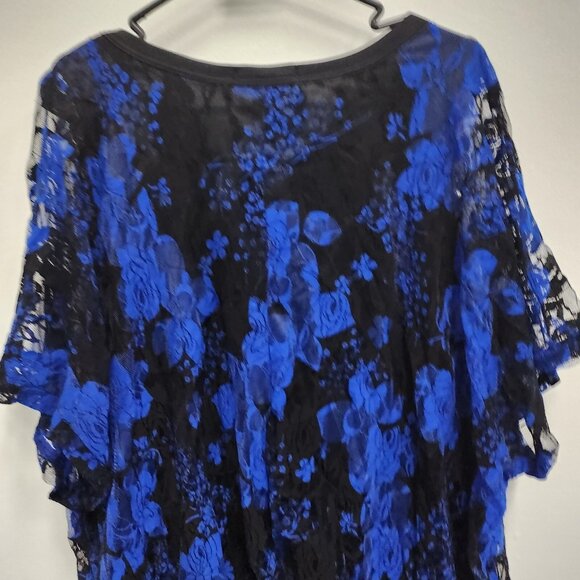 French Atmosphere Womens Top Size 2X Blue Black Floral Lace Dark Fairy Romantic - Picture 5 of 9